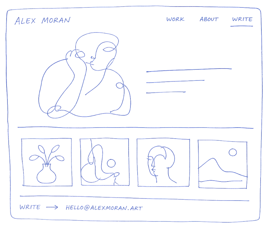 hand-drawn plan for a landing page